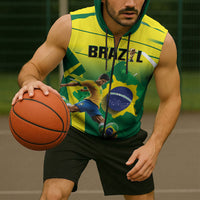 Custom Brazil 2026 World Football Sleeveless Zip Hoodie Selecao Champions