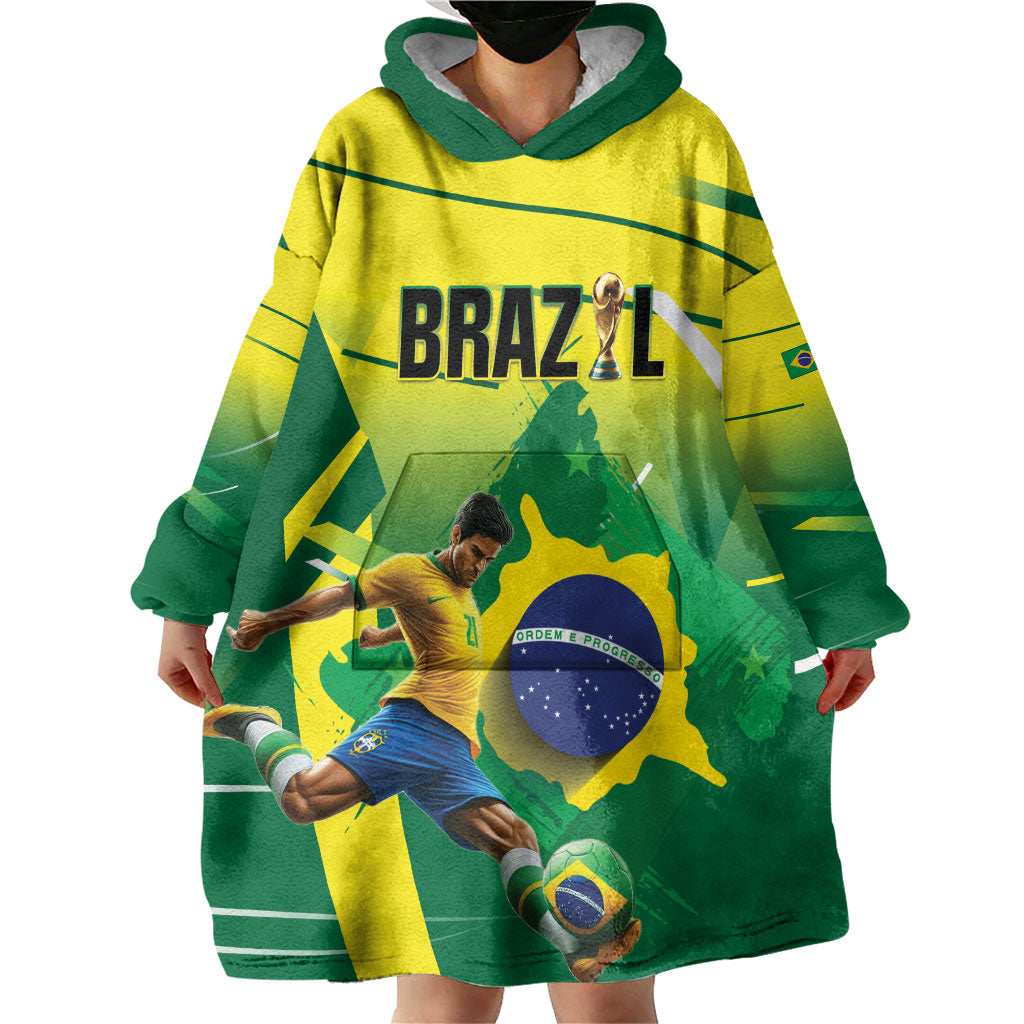 Custom Brazil 2026 World Football Wearable Blanket Hoodie Selecao Champions