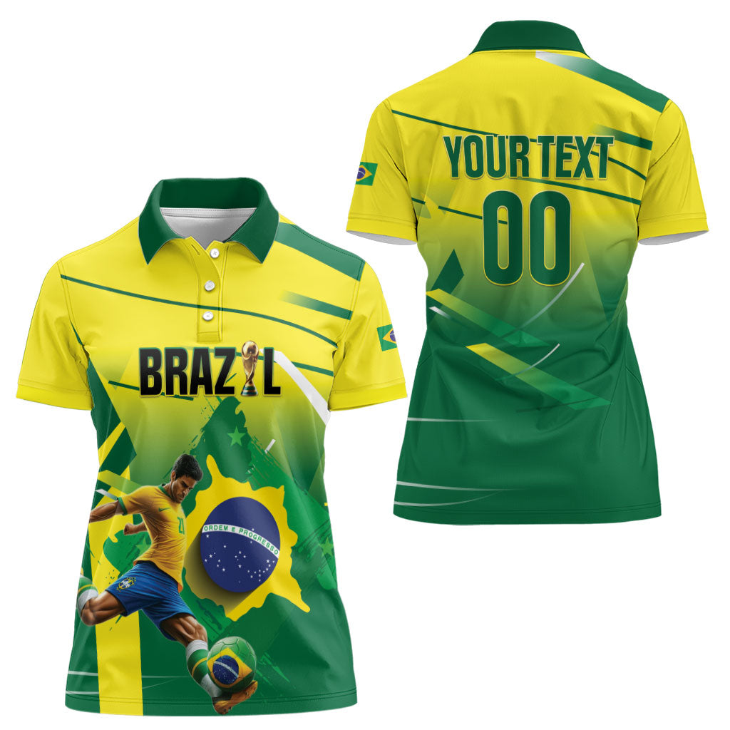 Custom Brazil 2026 World Football Women Polo Shirt Selecao Champions