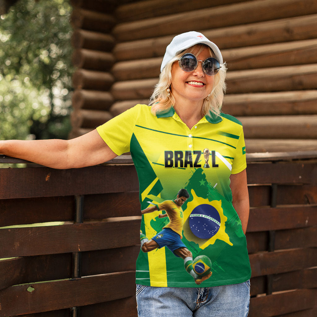 Custom Brazil 2026 World Football Women Polo Shirt Selecao Champions