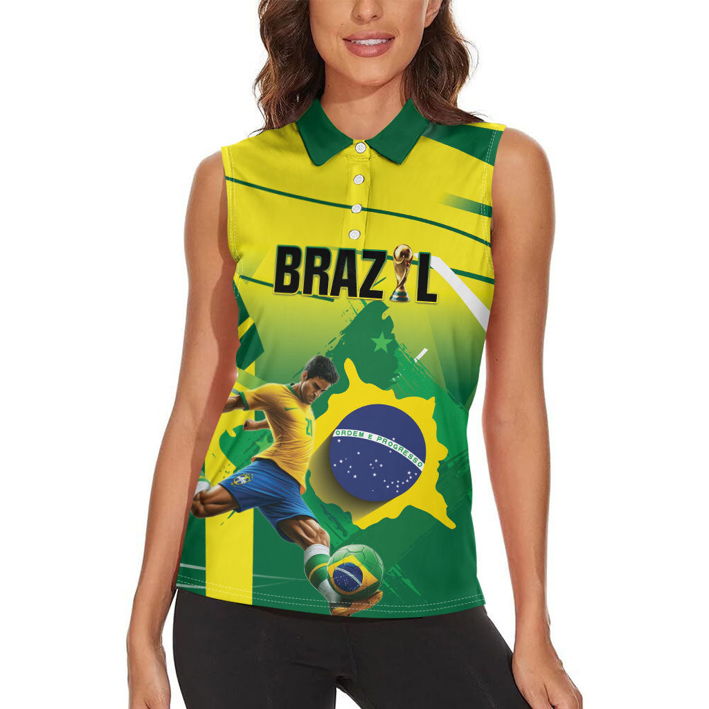 Custom Brazil 2026 World Football Women Sleeveless Polo Shirt Selecao Champions