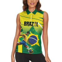Custom Brazil 2026 World Football Women Sleeveless Polo Shirt Selecao Champions