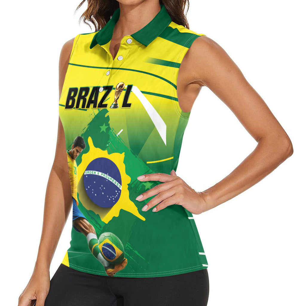 Custom Brazil 2026 World Football Women Sleeveless Polo Shirt Selecao Champions