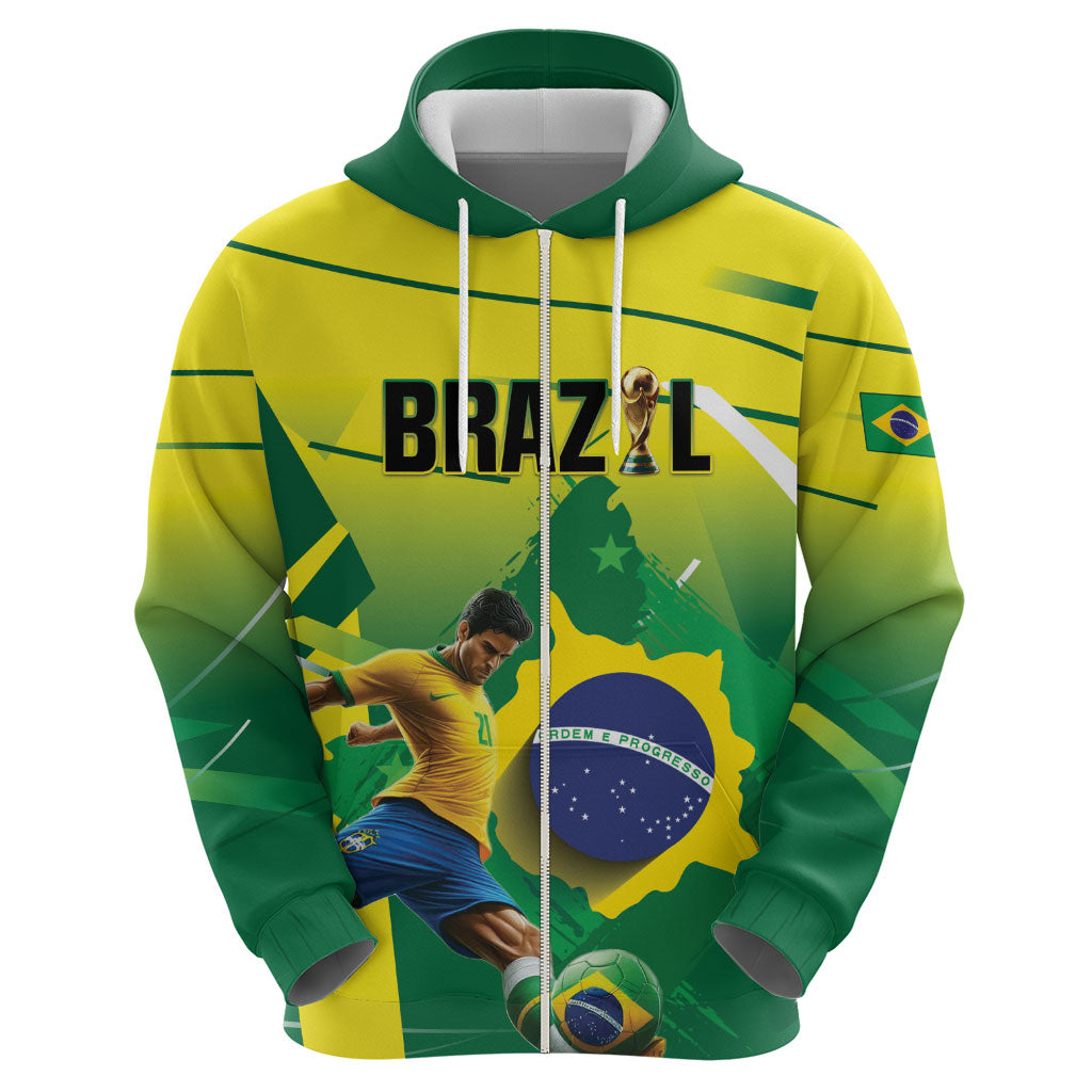 Custom Brazil 2026 World Football Zip Hoodie Selecao Champions