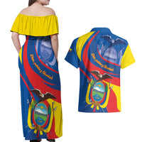 Ecuador Independence Day Couples Matching Off Shoulder Maxi Dress and Hawaiian Shirt Dios patria y libertad - Wonder Print Shop