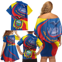 Ecuador Independence Day Family Matching Off Shoulder Short Dress and Hawaiian Shirt Dios patria y libertad - Wonder Print Shop