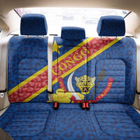 Congo DR Back Car Seat Cover Coat Of Arms Leopard Pattern - Wonder Print Shop