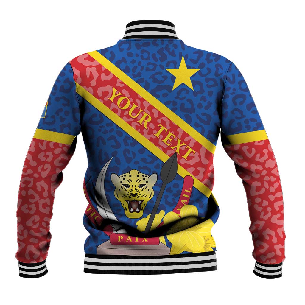 Congo DR Baseball Jacket Coat Of Arms Leopard Pattern - Wonder Print Shop