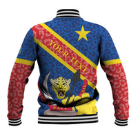 Congo DR Baseball Jacket Coat Of Arms Leopard Pattern - Wonder Print Shop
