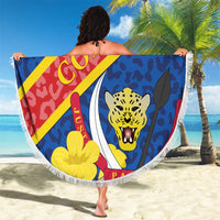 Congo DR Beach Blanket Coat Of Arms Leopard Pattern - Wonder Print Shop
