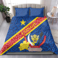 Congo DR Bedding Set Coat Of Arms Leopard Pattern - Wonder Print Shop