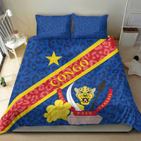 Congo DR Bedding Set Coat Of Arms Leopard Pattern - Wonder Print Shop
