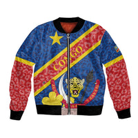 Congo DR Bomber Jacket Coat Of Arms Leopard Pattern - Wonder Print Shop