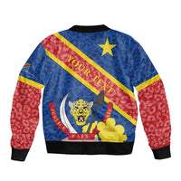 Congo DR Bomber Jacket Coat Of Arms Leopard Pattern - Wonder Print Shop