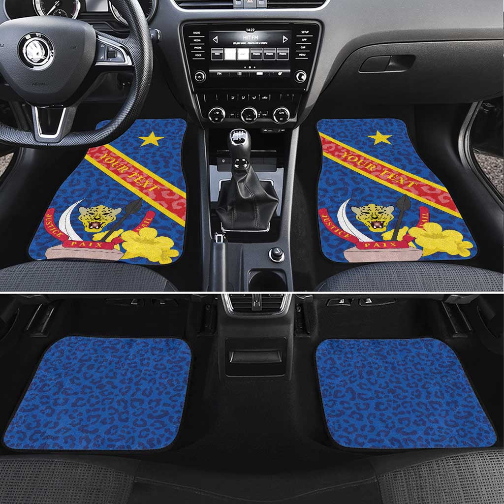 Congo DR Car Mats Coat Of Arms Leopard Pattern - Wonder Print Shop