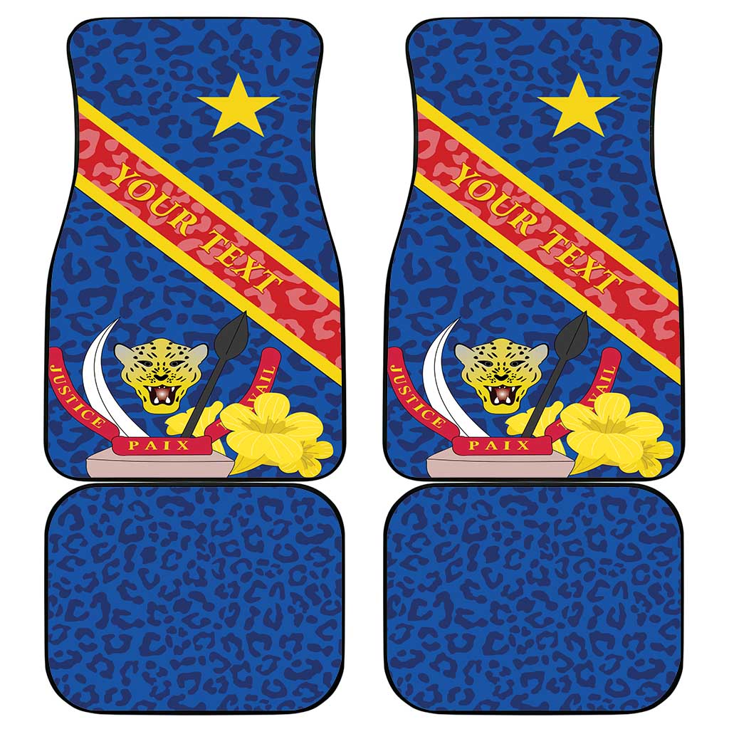 Congo DR Car Mats Coat Of Arms Leopard Pattern - Wonder Print Shop