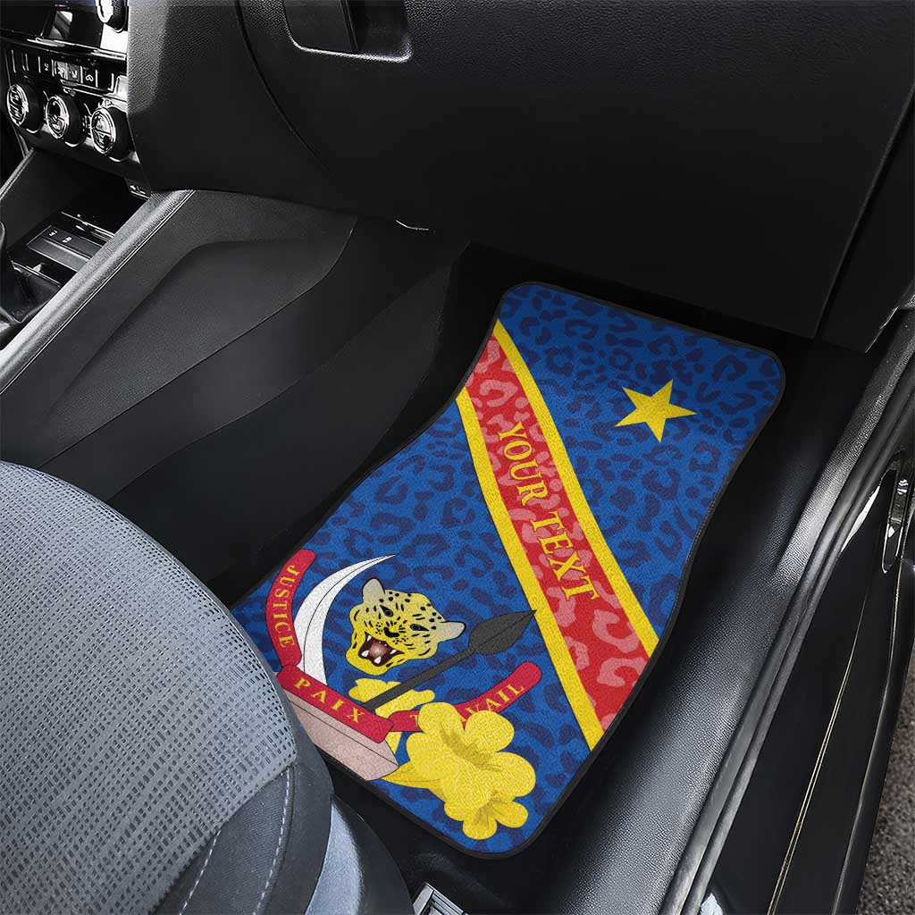 Congo DR Car Mats Coat Of Arms Leopard Pattern - Wonder Print Shop