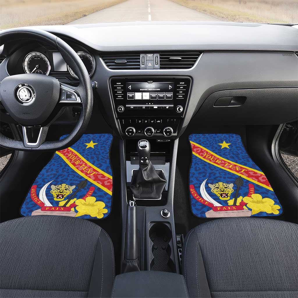 Congo DR Car Mats Coat Of Arms Leopard Pattern - Wonder Print Shop