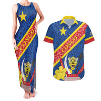 Congo DR Couples Matching Tank Maxi Dress and Hawaiian Shirt Coat Of Arms Leopard Pattern - Wonder Print Shop