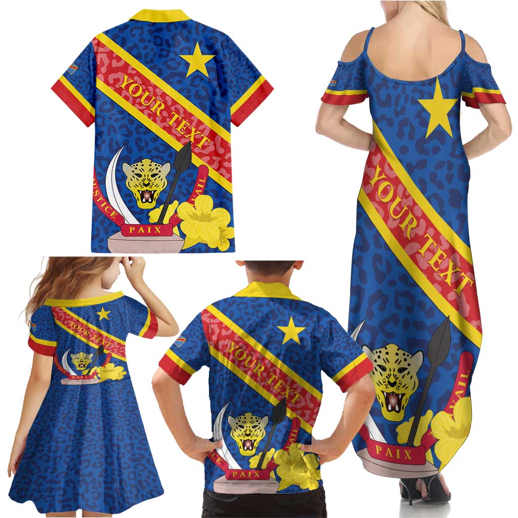 Congo DR Family Matching Summer Maxi Dress and Hawaiian Shirt Coat Of Arms Leopard Pattern - Wonder Print Shop