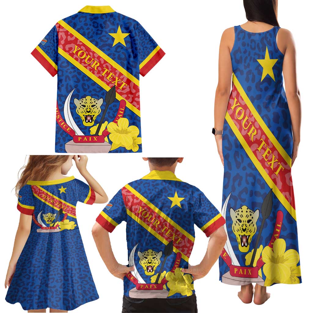 Congo DR Family Matching Tank Maxi Dress and Hawaiian Shirt Coat Of Arms Leopard Pattern - Wonder Print Shop