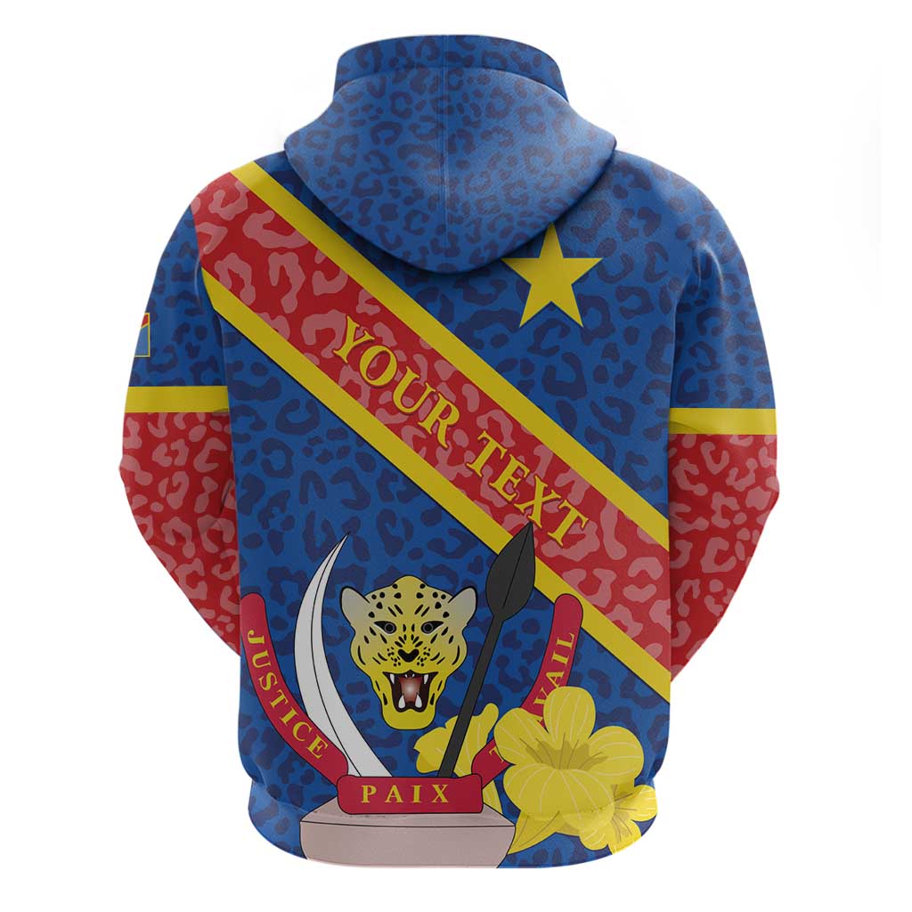 Congo DR Hoodie Coat Of Arms Leopard Pattern - Wonder Print Shop
