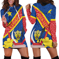 Congo DR Hoodie Dress Coat Of Arms Leopard Pattern - Wonder Print Shop