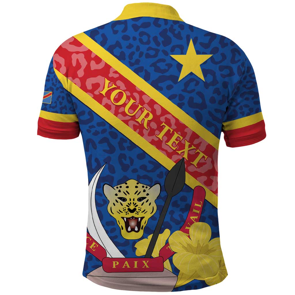 Congo DR Polo Shirt Coat Of Arms Leopard Pattern - Wonder Print Shop