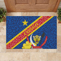 Congo DR Rubber Doormat Coat Of Arms Leopard Pattern - Wonder Print Shop