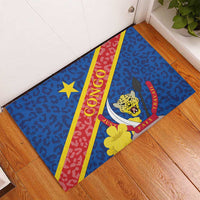 Congo DR Rubber Doormat Coat Of Arms Leopard Pattern - Wonder Print Shop
