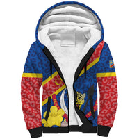 Congo DR Sherpa Hoodie Coat Of Arms Leopard Pattern - Wonder Print Shop