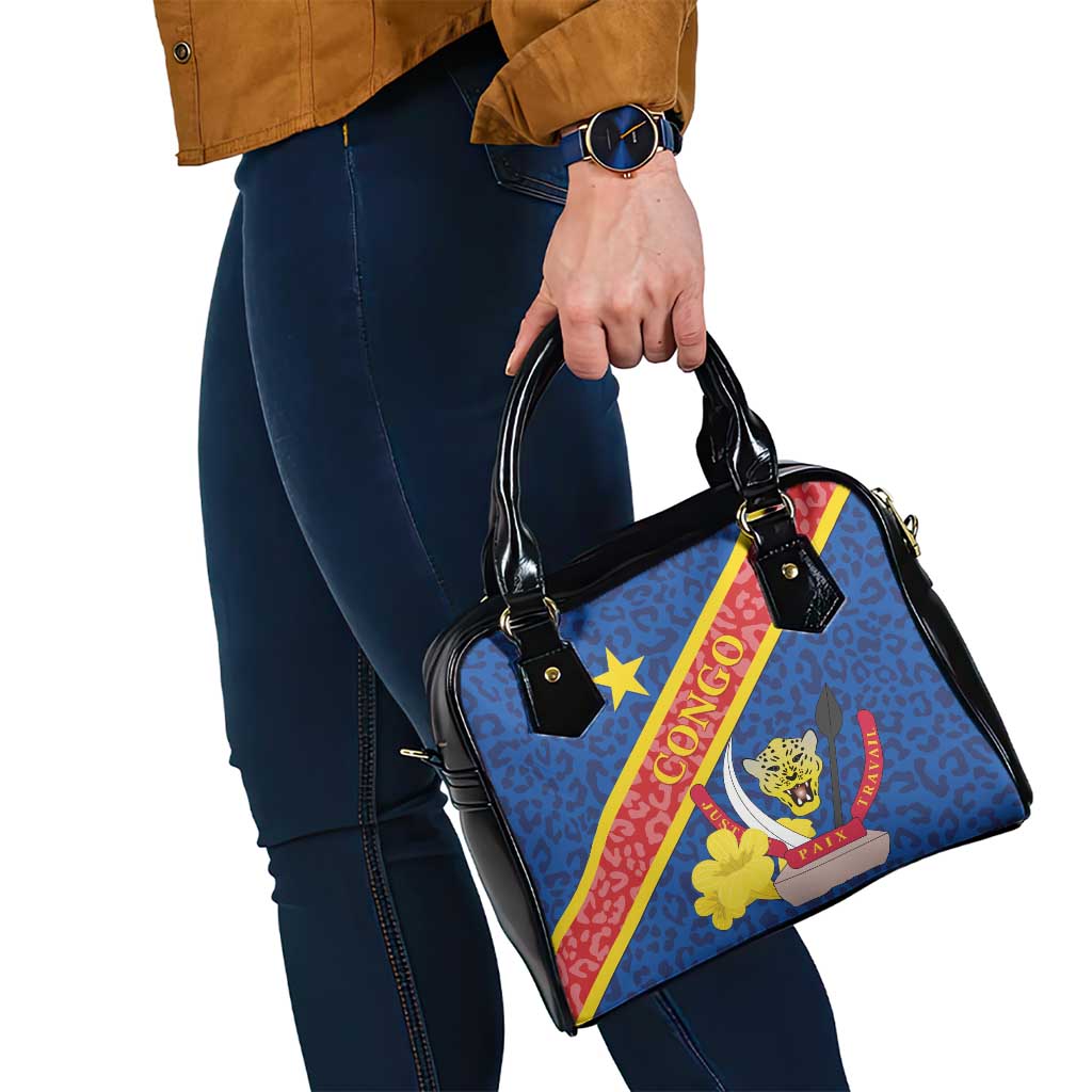 Congo DR Shoulder Handbag Coat Of Arms Leopard Pattern
