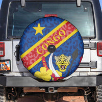 Congo DR Spare Tire Cover Coat Of Arms Leopard Pattern - Wonder Print Shop