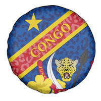 Congo DR Spare Tire Cover Coat Of Arms Leopard Pattern - Wonder Print Shop