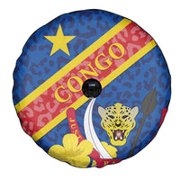 Congo DR Spare Tire Cover Coat Of Arms Leopard Pattern - Wonder Print Shop