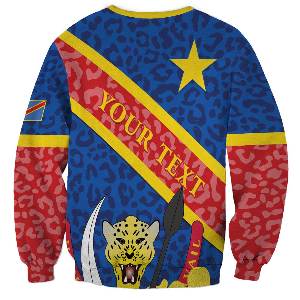 Congo DR Sweatshirt Coat Of Arms Leopard Pattern - Wonder Print Shop
