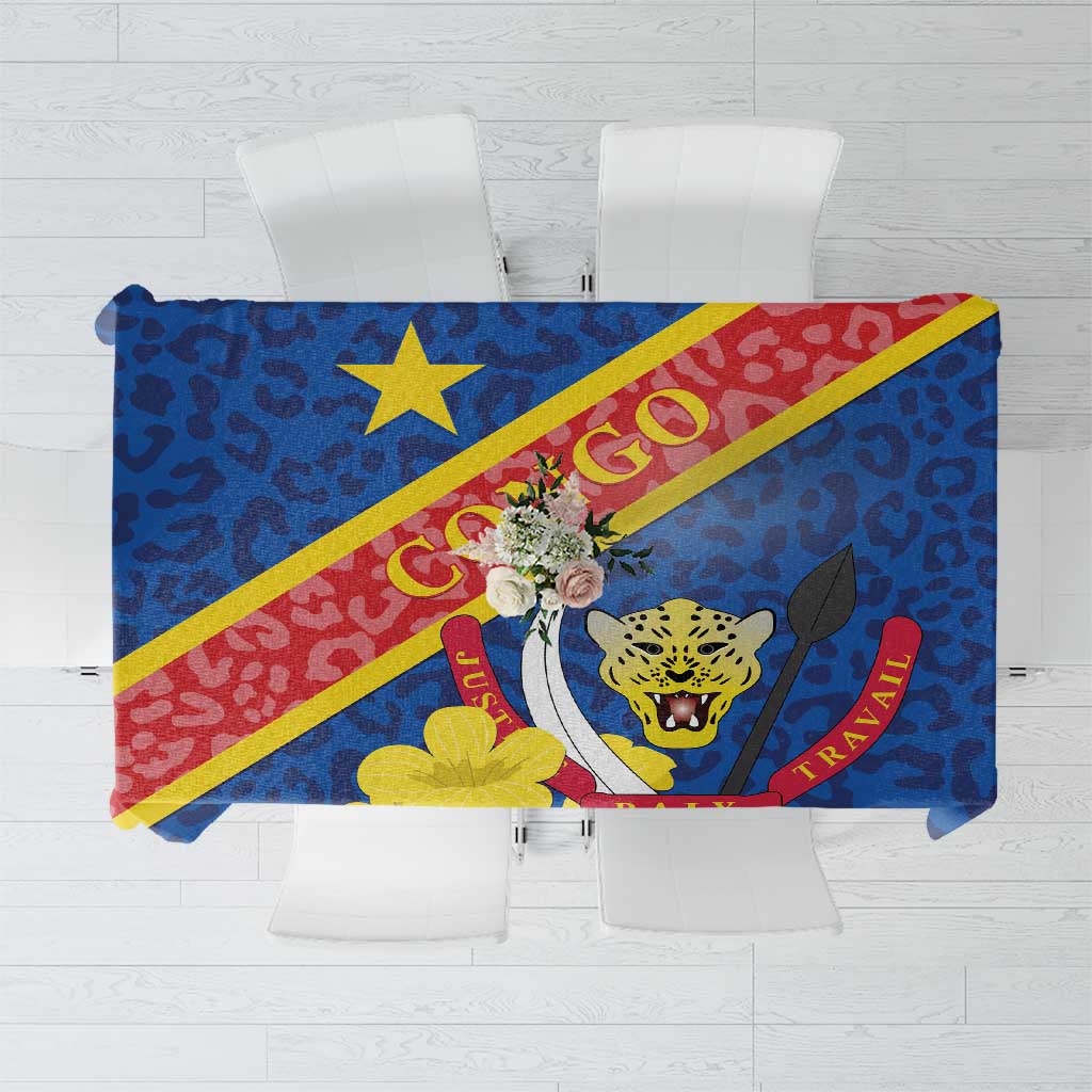 Congo DR Tablecloth Coat Of Arms Leopard Pattern - Wonder Print Shop
