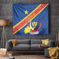 Congo DR Tapestry Coat Of Arms Leopard Pattern - Wonder Print Shop