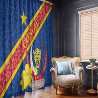 Congo DR Window Curtain Coat Of Arms Leopard Pattern - Wonder Print Shop