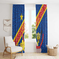 Congo DR Window Curtain Coat Of Arms Leopard Pattern - Wonder Print Shop