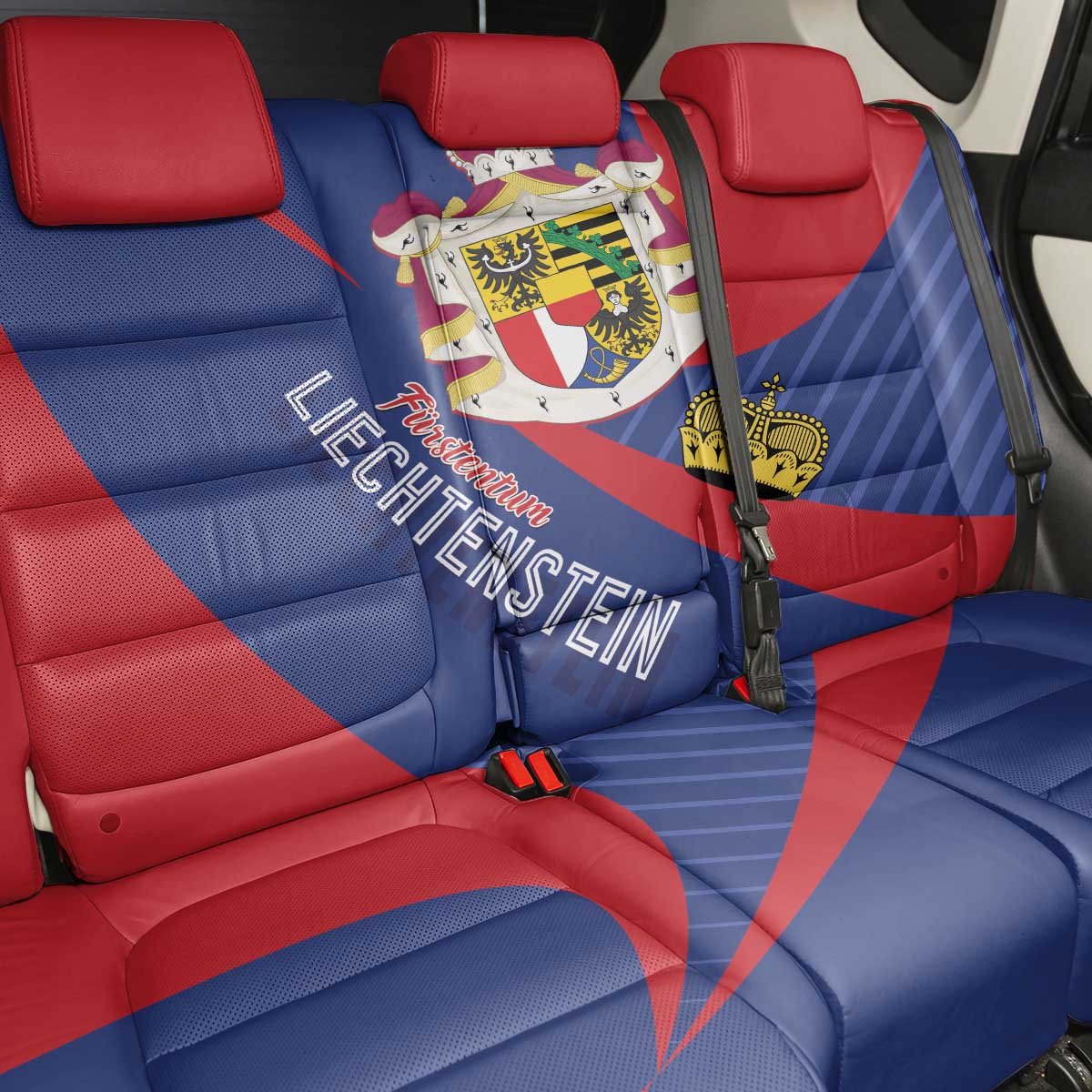 Liechtenstein Back Car Seat Cover Coat Of Arms Blue Red Color - Wonder Print Shop