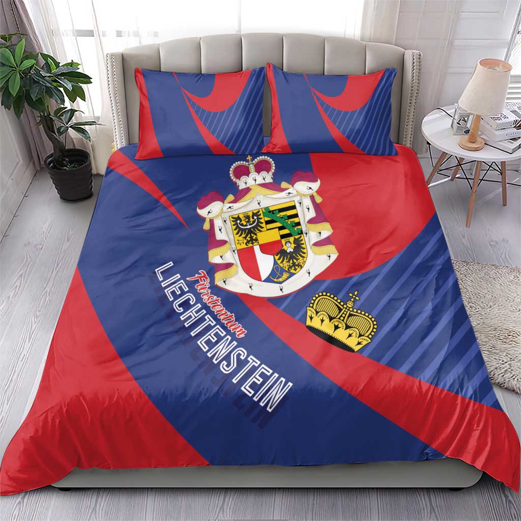 Liechtenstein Bedding Set Coat Of Arms Blue Red Color - Wonder Print Shop