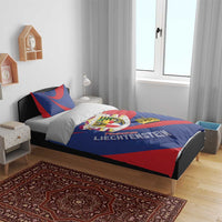 Liechtenstein Bedding Set Coat Of Arms Blue Red Color - Wonder Print Shop
