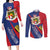 Liechtenstein Couples Matching Long Sleeve Bodycon Dress and Long Sleeve Button Shirt Coat Of Arms Blue Red Color - Wonder Print Shop