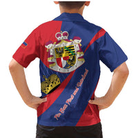 Liechtenstein Family Matching Mermaid Dress and Hawaiian Shirt Coat Of Arms Blue Red Color - Wonder Print Shop