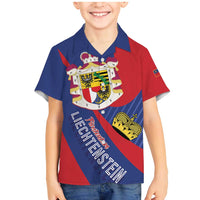Liechtenstein Family Matching Mermaid Dress and Hawaiian Shirt Coat Of Arms Blue Red Color - Wonder Print Shop