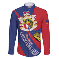 Liechtenstein Family Matching Off The Shoulder Long Sleeve Dress and Hawaiian Shirt Coat Of Arms Blue Red Color - Wonder Print Shop