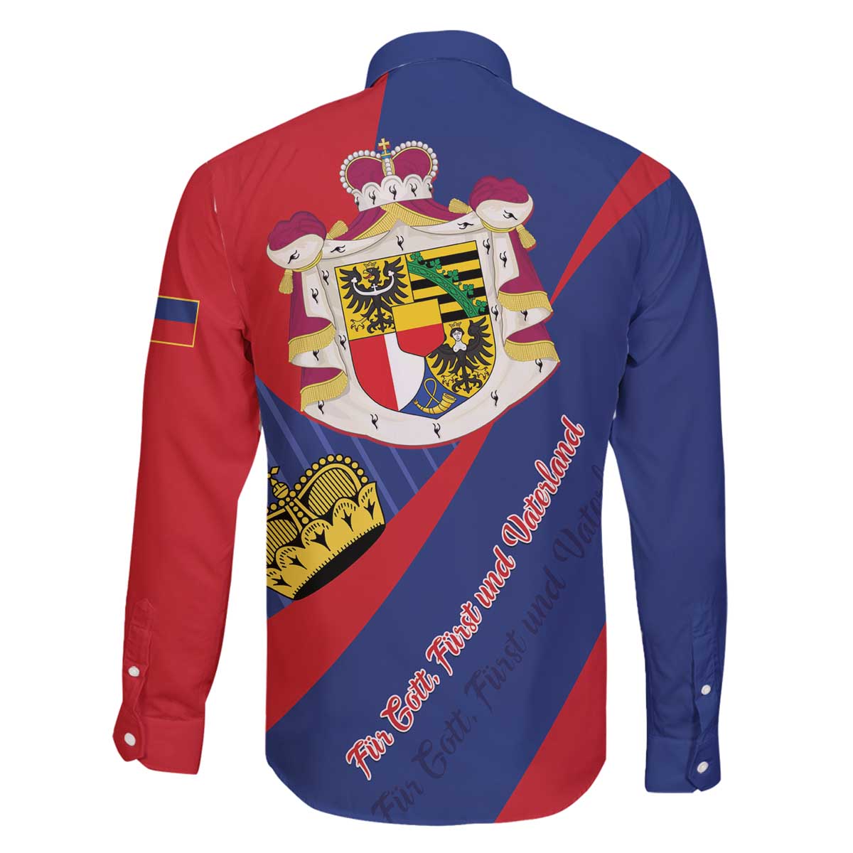 Liechtenstein Family Matching Off Shoulder Short Dress and Hawaiian Shirt Coat Of Arms Blue Red Color - Wonder Print Shop