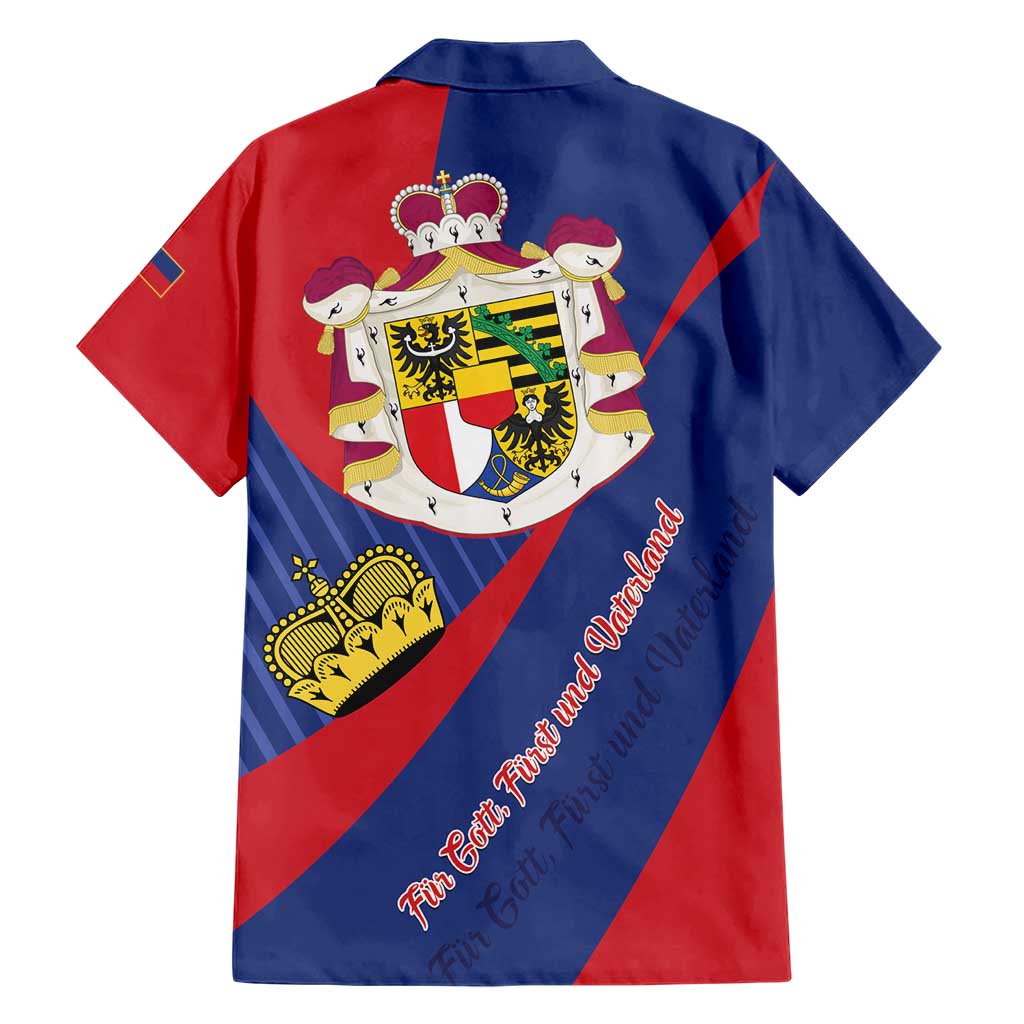 Liechtenstein Family Matching Short Sleeve Bodycon Dress and Hawaiian Shirt Coat Of Arms Blue Red Color - Wonder Print Shop