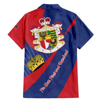 Liechtenstein Family Matching Summer Maxi Dress and Hawaiian Shirt Coat Of Arms Blue Red Color - Wonder Print Shop